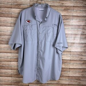 Kansas City Chiefs Columbia Shirt Mens Sz 2XL Fishing Omni Shade Button-Up